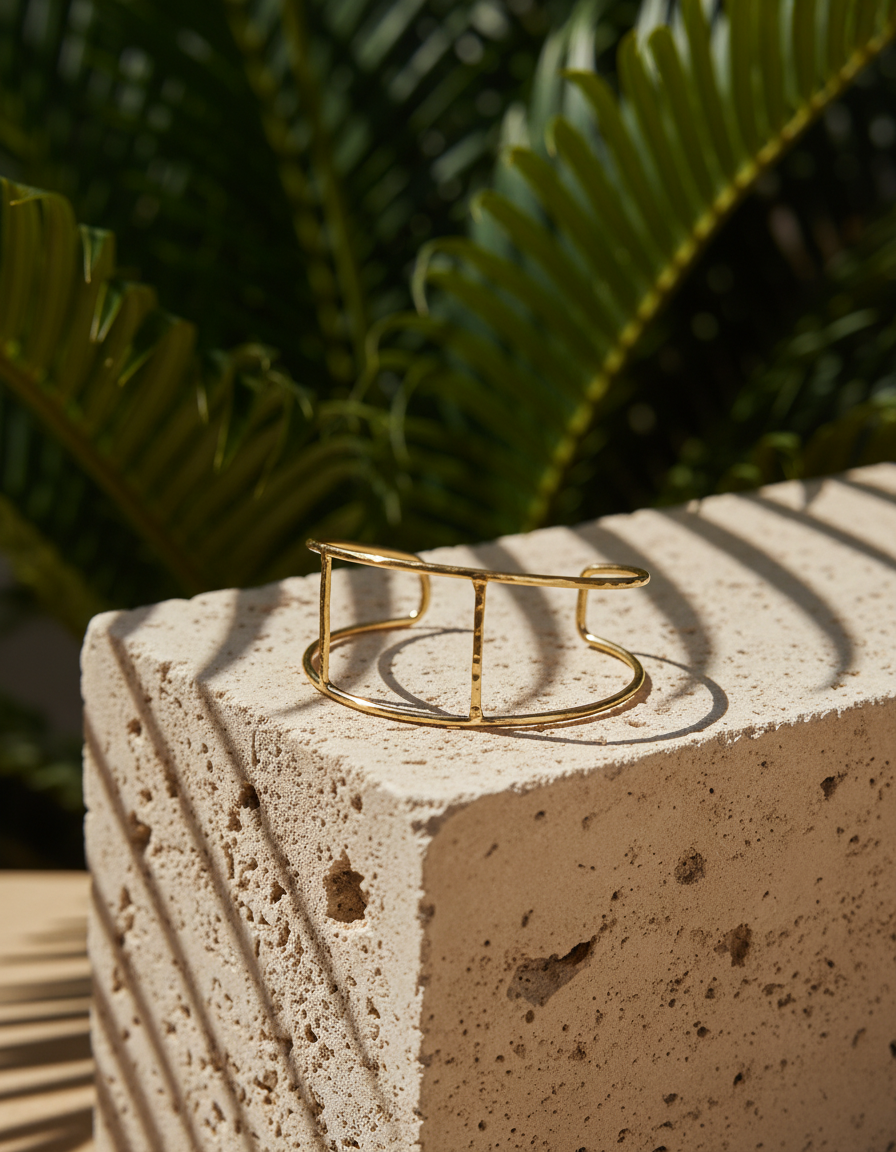 Vritta Golden Brass Cuff