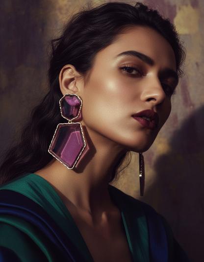 Prism Brass Stone Studs