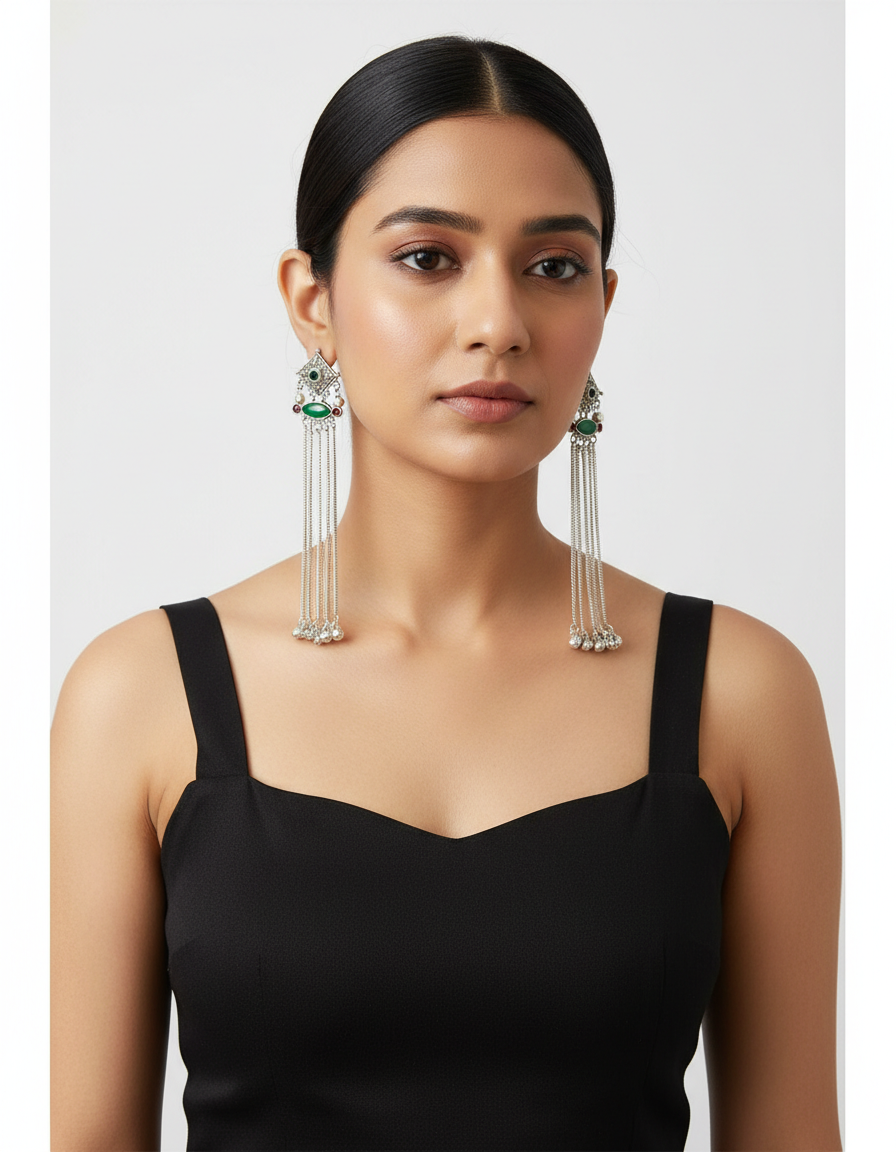 Vanyaa Chain Kashmiri Earrings
