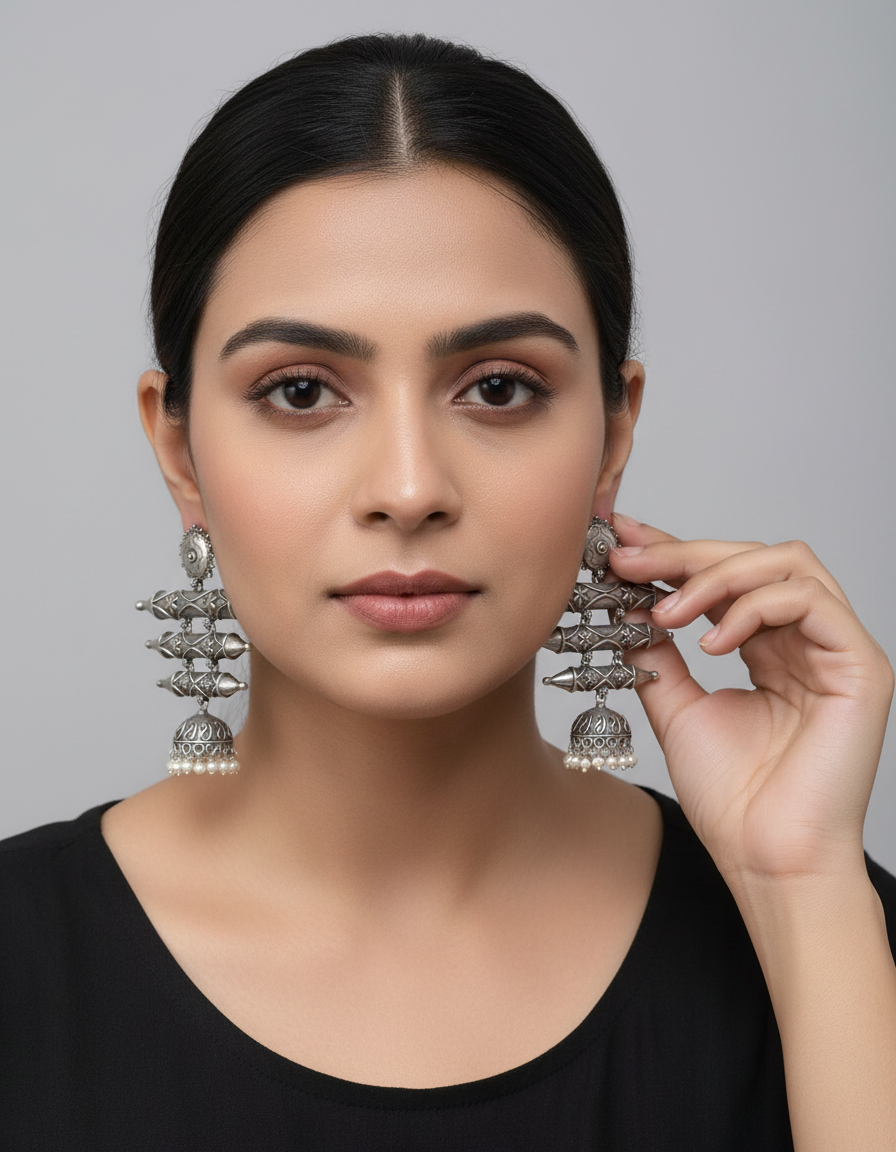 Architectural Statement Silver Earrings