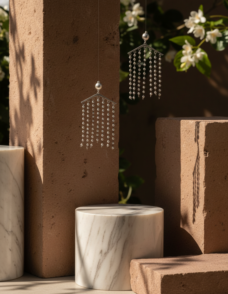 handcrafted earring - Aira Silver Cascade Earrings Handcrafted Contemporary Statement Jewelry - NIVR