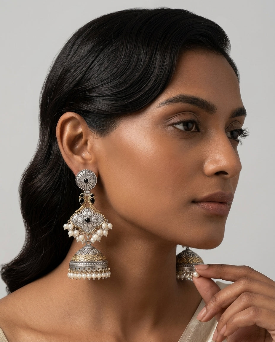 Adaa Dual Tone Jhumkas