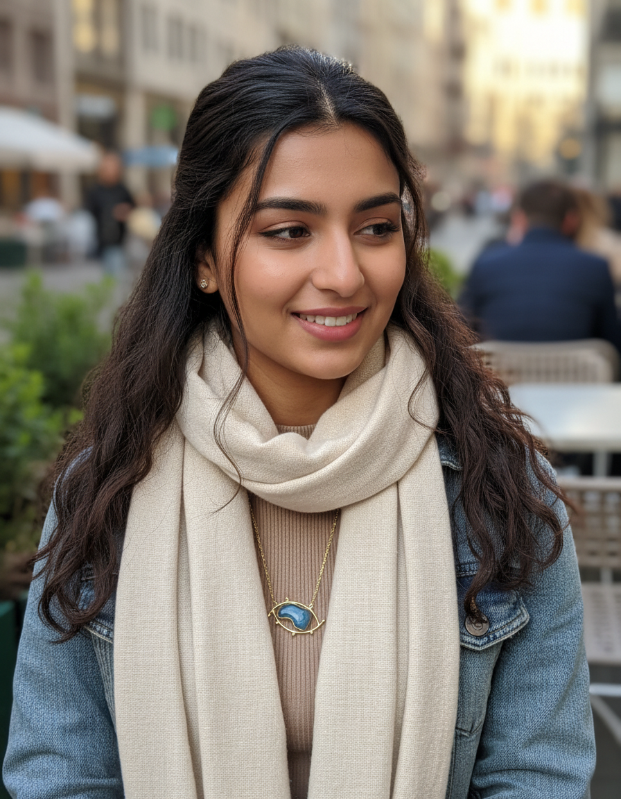 Brass Evil Eye Stone Necklace