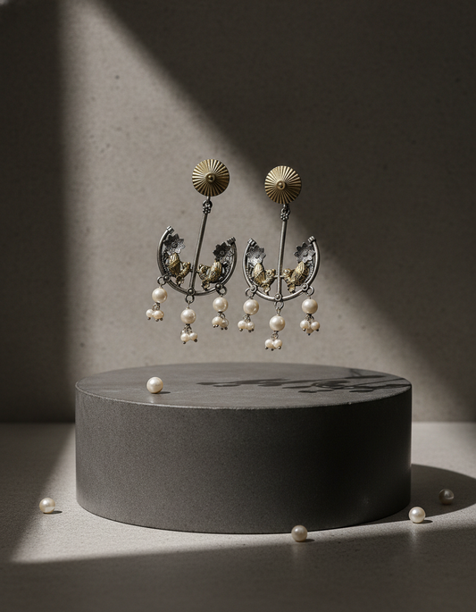 Vanika Pearl Arc Earrings