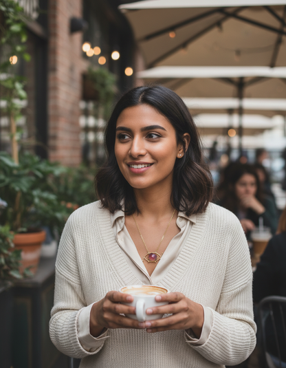 Brass Evil Eye Stone Necklace