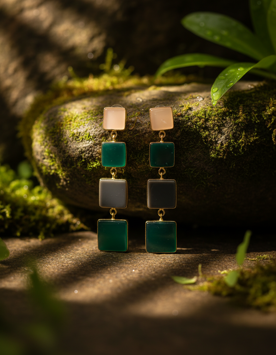 Prism Cascade Semi precious stone Earrings