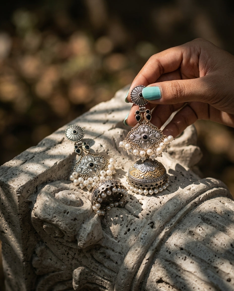 Adaa Dual Tone Jhumkas