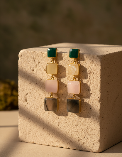 Prism Cascade Semi precious stone Earrings