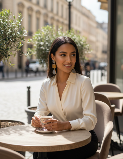 Brass Prism Drop Earrings – Brass Dangler | long drop earrings | NIVRTTI