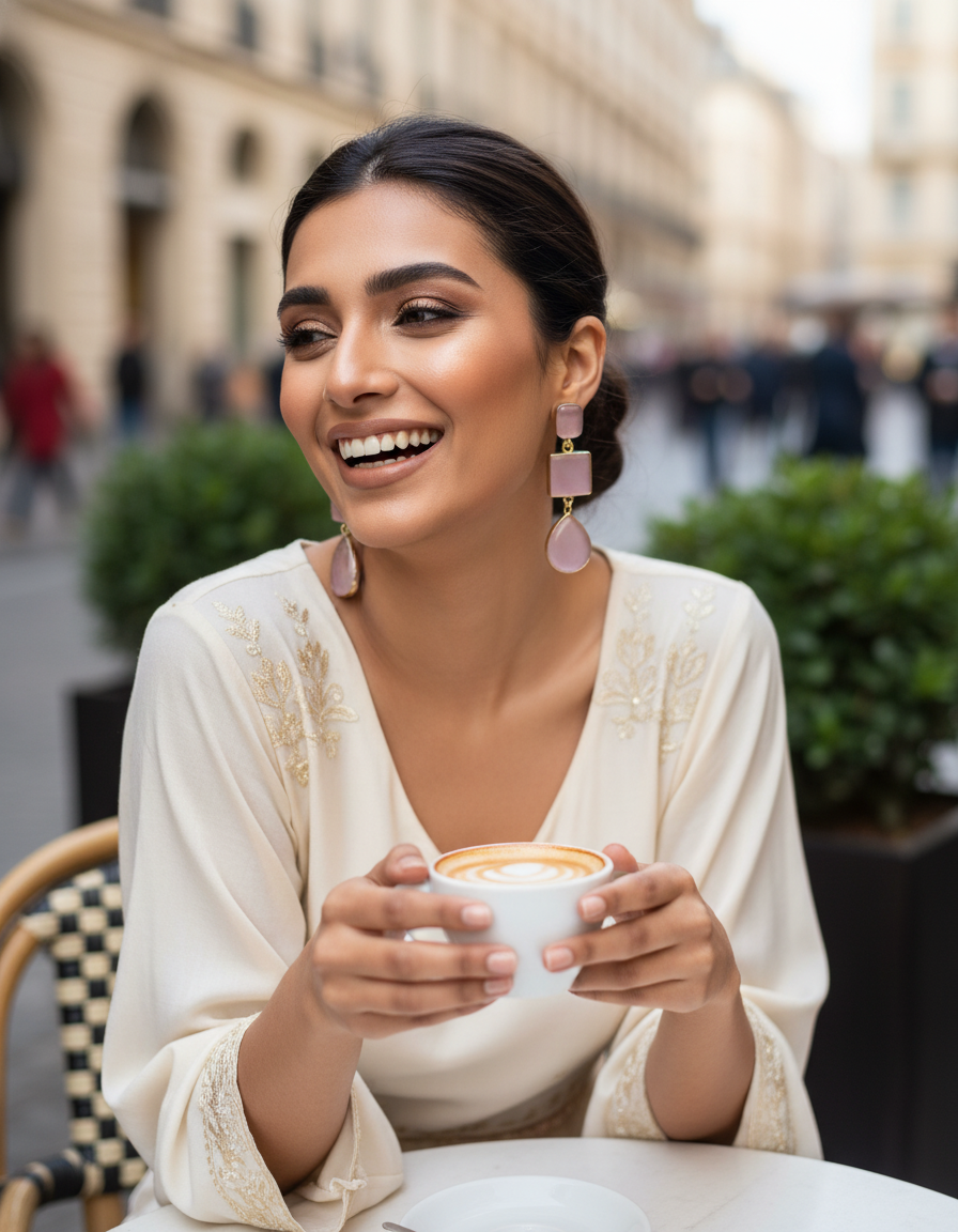 Brass Prism Drop Earrings – Brass Dangler | long drop earrings | NIVRTTI