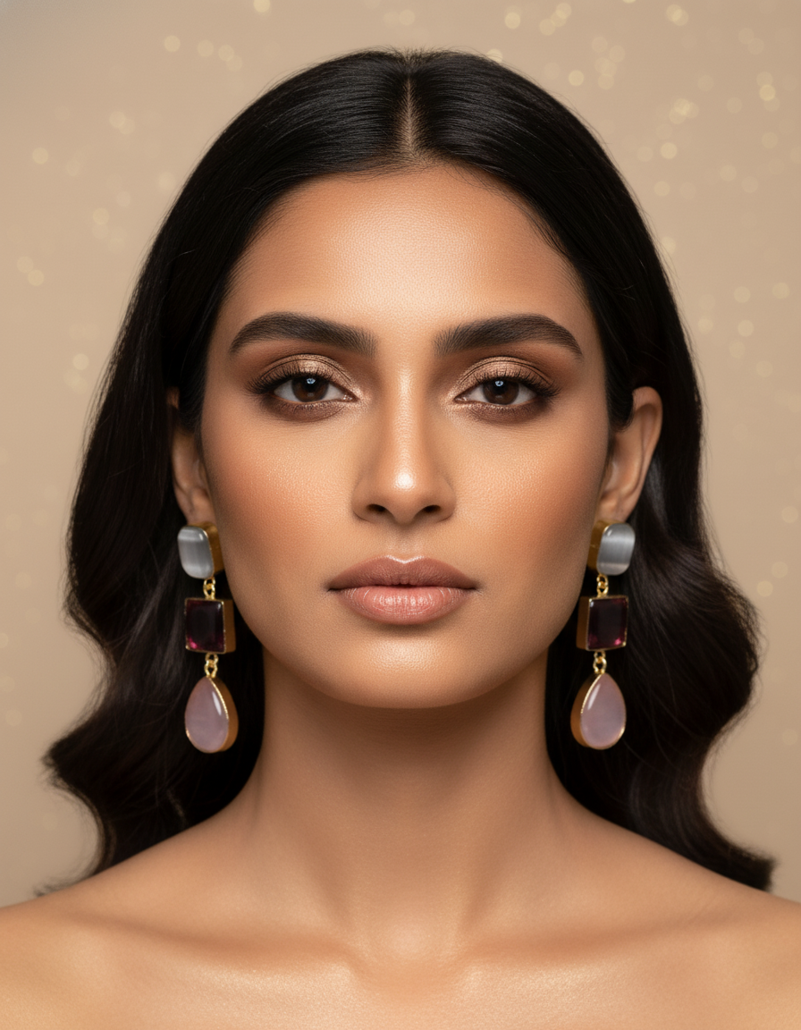 Brass Prism Drop Earrings – Brass Dangler | long drop earrings | NIVRTTI